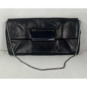 CALVIN KLEIN BLACK SHOULDER/CLUTCH PURSE